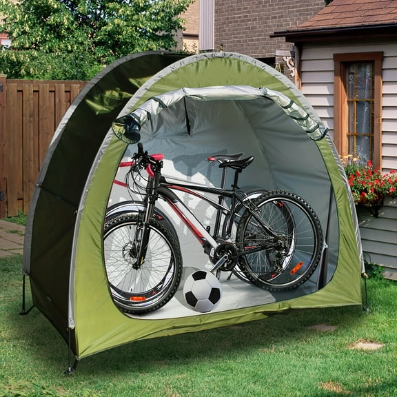 Portable Folding Bicycle Storage Tent Shed - Fits 2-3 Bikes PU4000 Silvery-Coated 210D Oxford Cloth Waterproof, Dustproof with Waterproof Strips Ideal for Home, Garden Outdoor Use