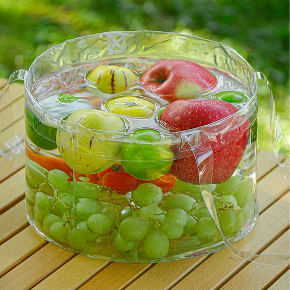 Portable Folding Bucket for Camping, Outdoor & Picnic, Collapsible Pvc Clear Basin, Lightweight & Leakproof for Easy Storage, Ideal for Washing Vegetables, Fruits, and Outdoor Activities