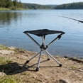 thumbnail image 1 of Portable Folding Camp Stool Heavy Duty 300 lbs – Telescoping Stainless Steel Travel Seat with Oxford Cloth – Camping, Hiking, Fishing, Outdoor Chair Black, 1 of 7