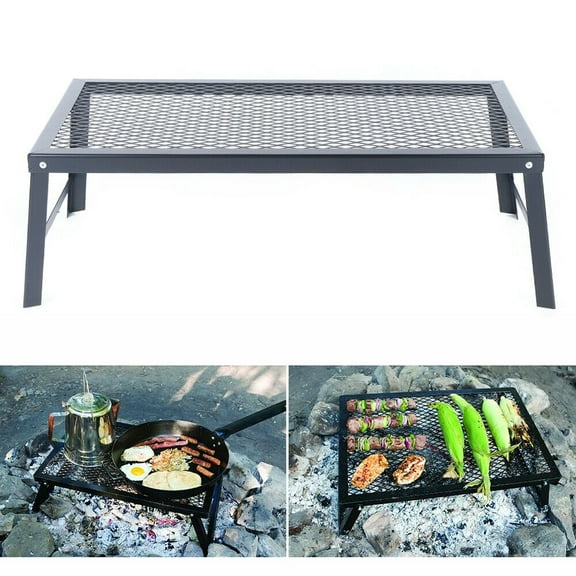 Campfire Grill Foldable Iron and Steel Mesh Cooking Grate with Legs