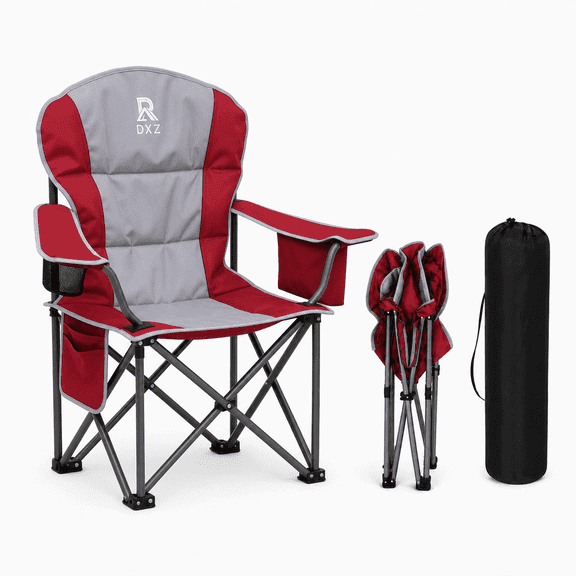 Portable Folding Camping Chair for Adults with Cup Holder and Side Pocket, Outdoor Lawn Chair for Camping, Fishing, Beach, Picnic and Backyard, 3 Colors Available