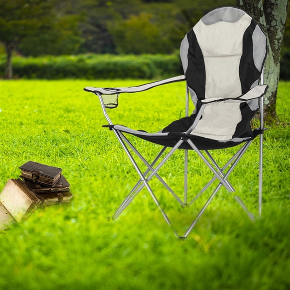 Portable Folding Camping Chair Medium Size Heavy Duty 330 lbs Capacity Backpack Chair for Fishing Beach Backyard Tailgating Outdoor Events Lightweight 6.6 lbs Compact Carry Bag Black Gray