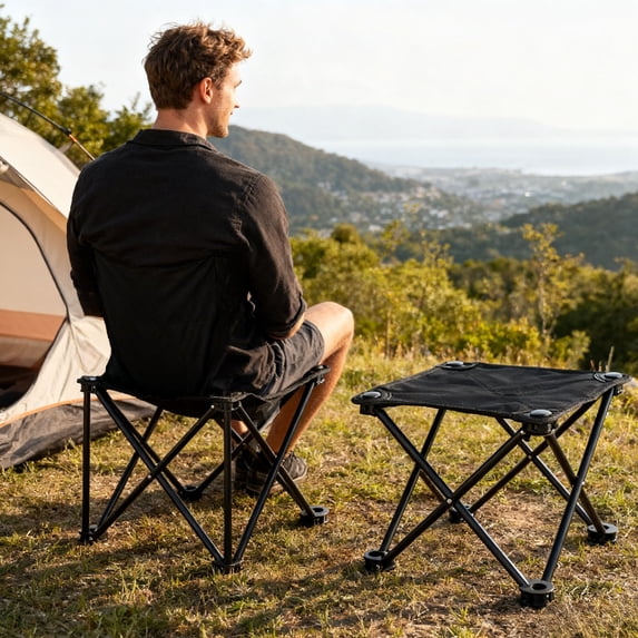 Portable Folding Camping Chair for Outdoor Activities | Lightweight Stainless Steel Frame | Compact Foldable Design for Travel, Picnics & Beach | 1 Pack, 33x33cm