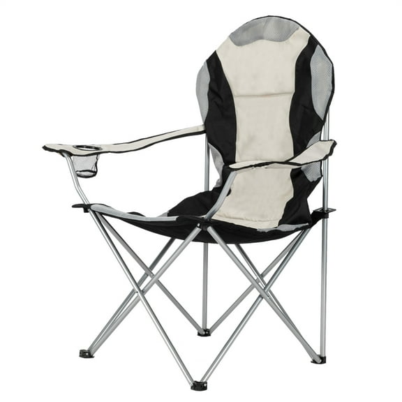 Portable Folding Camping Chair for Adults, 330lbs Capacity, Fishing Beach Outdoor, Black/Gray