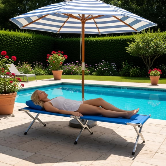 Portable Folding Camping Cot 74.8x28.35x17.72 Inches Heavy Duty Aluminum Frame Oxford Fabric for Outdoor Camping Hiking Beach Travel Backpacking with Carrying Bag 330 lbs Capacity Army Blue