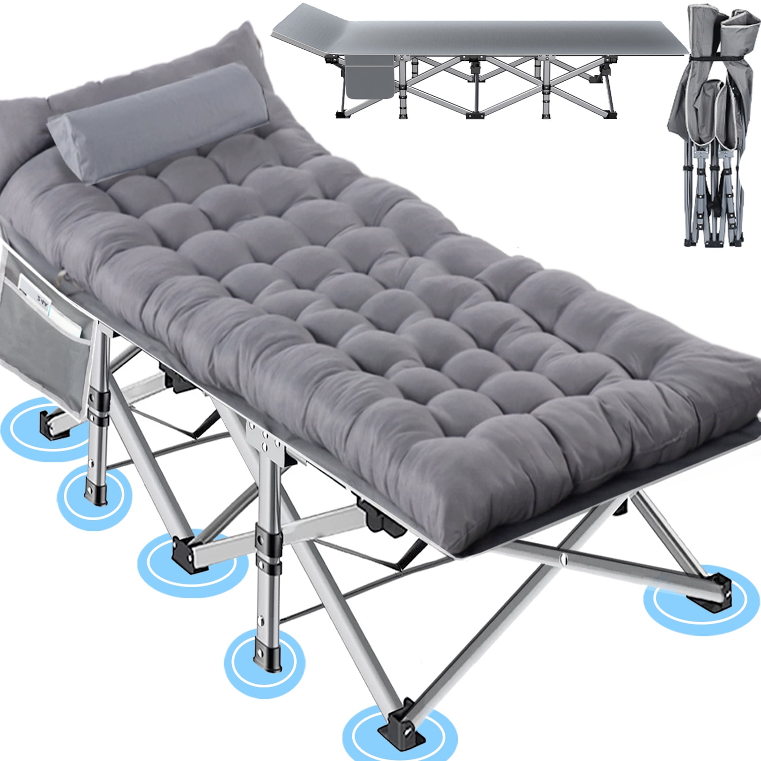 Folding Bed Cot with Pillow, 2 Sided Mattress Heav
