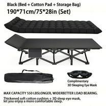 70/75 Inch Folding Camping Bed, Portable Oxford Fabric Cot, Heavy Duty Steel Frame, 550LBS Capacity, No Assembly Travel Bed for Outdoor, Camping, Office, Home, Beach