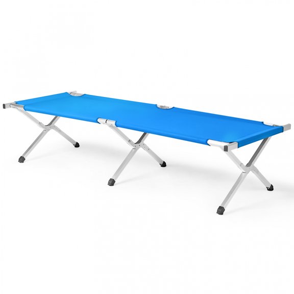 Portable Folding Camping Cot with Carrying Bag Army Blue Aluminum Oxford 74.8x28.35x17.72 Inch