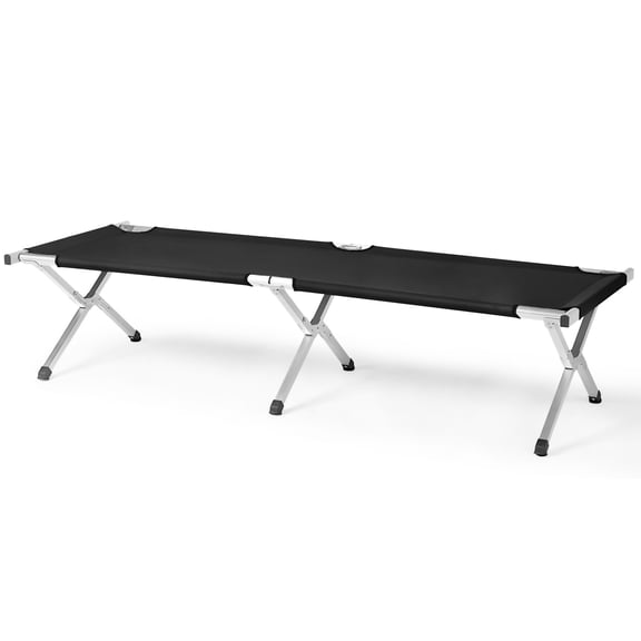 Portable Folding Camping Cot with Carrying Bag Lightweight Aluminum & Oxford Fabric Army Black Cot for Outdoor, Travel & Emergency Use