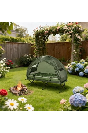 Portable Folding Camping Cot with Steel Frame green