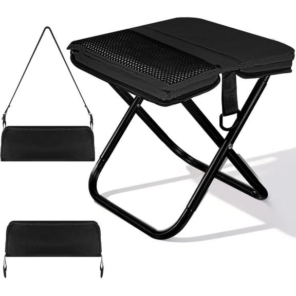 Portable Folding Camping Stool, Lightweight Pocket Chair with Carry Bag, Heavy Duty Collapsible Seat for Fishing Hiking Gardening Travel Beach, Outdoor Mini Slacker Chair