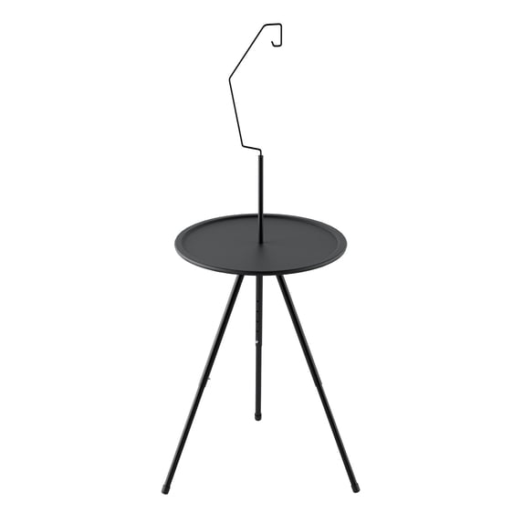Portable Folding Camping Table with Adjustable Height and Light Hook - Lightweight 2-Tier Outdoor Picnic Table for Beach, Tailgating, and Backyard - Small Round Coffee Table with Storage Shelf