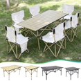 thumbnail image 1 of Portable Folding Camping Table with Carbon Steel Frame, Sturdy Table for Outdoor Picnic Garden BBQ Cooking Fishing, Easy Carry Design for Backyard Patio Travel Outdoor Activities, 21*20*20in, A, 1 of 8