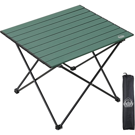 Portable Folding Camping Table, Large Compact Aluminum Beach Picnic Table, Lightweight Collapsible Outdoor Camp Tables That Folds & Rolls Up, Beach Gear Essentials Camp Accessories, Sylvan Green