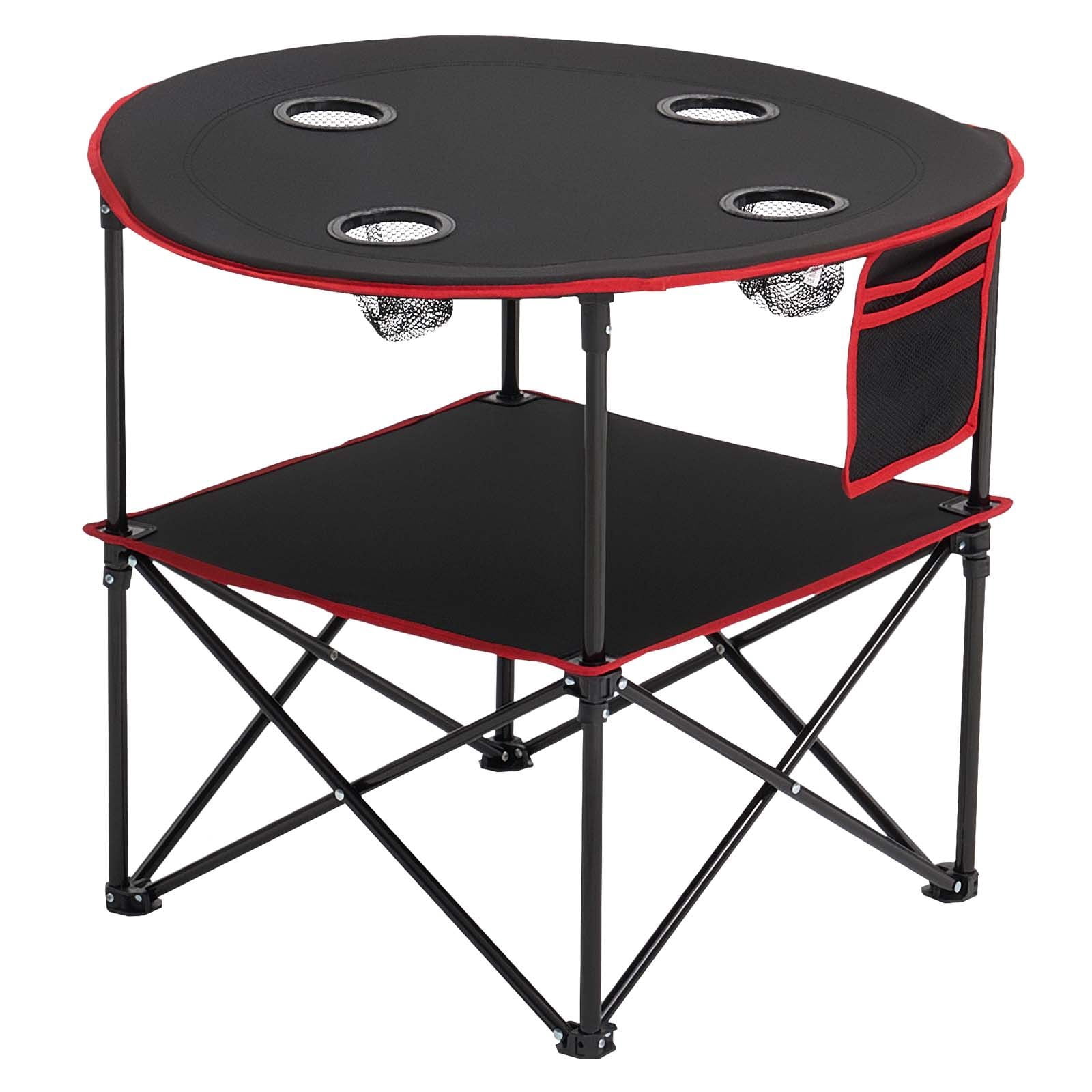Portable Folding Camping Table, Lightweight Waterproof 600D Oxford Picnic Table with 4 Cup Holders, Supports 66 LBS, Tool-Free Setup with Carry Bag for Beach Fishing Tailgating Outdoor