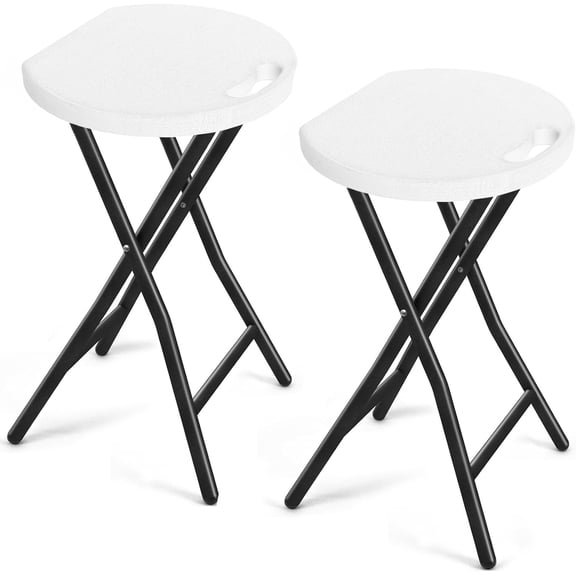Portable Folding Chair with Handle, Heavy Duty Round Fold Stool Chair with 500lbs Capacity for Adults, 18 Inch Foldable Stool for Dorm, Kitchen, Vanity, Church and Outdoor use