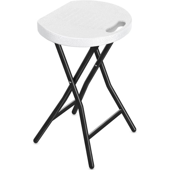 Heavy Duty Portable Folding Stool Chair with Handle, 500lbs Capacity 18 Inch Round Foldable Seat for Dorm, Kitchen, Vanity, Church and Outdoor Use