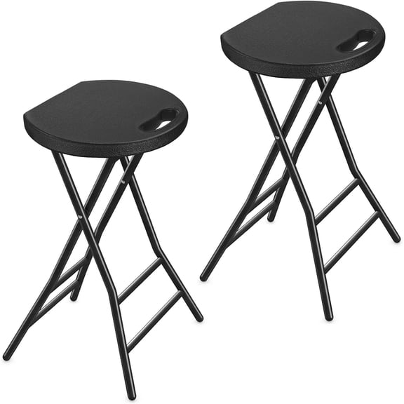 Portable Folding Chair with Handle, Heavy Duty Round Fold Stool Chair with 500lbs Capacity for Adults, 18 Inch Foldable Stool for Dorm, Kitchen, Vanity, Church and Outdoor use