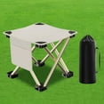 thumbnail image 1 of Portable Folding Chair | Lightweight Travel Stool | Breathable Cloth Seat | Side Pockets | Aluminum Alloy Frame | White | Easy Carry | 28x28x23cm | Outdoor Camping Hiking Fishing, 1 of 9