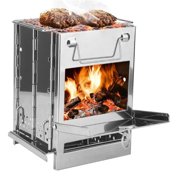 Portable Folding Charcoal Stove - Ideal for Camping & Hiking - Includes Carry Bag & 2 Bolts