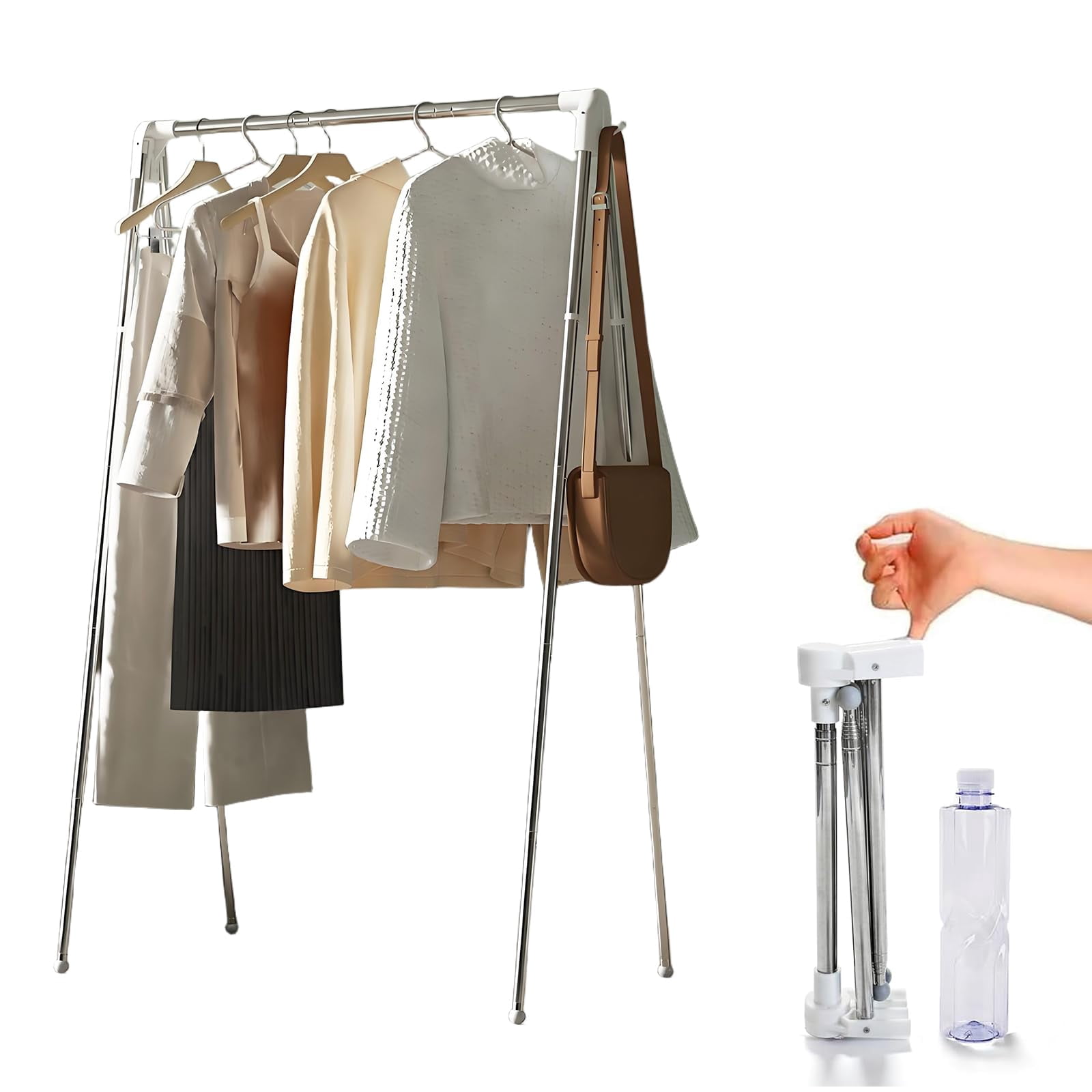Simple Temporary Clothes Rack Portable Folding Clothes Rack Stainless Steel Collapsible Garment Airer ...