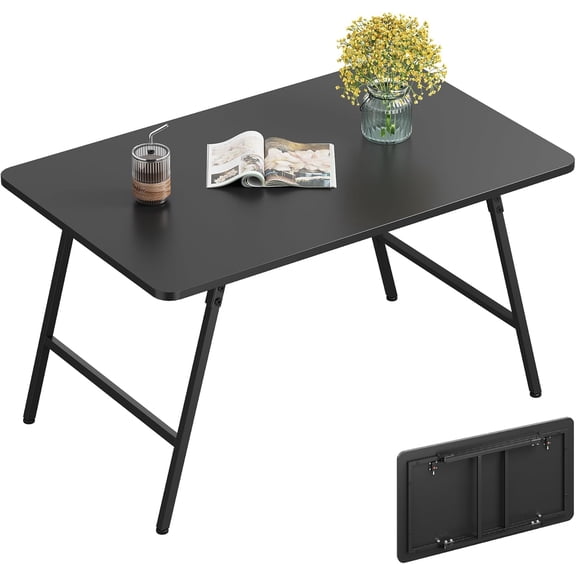 Portable Folding Coffee Table for Small Space, Modern Rustic Brown No Assembly Needed