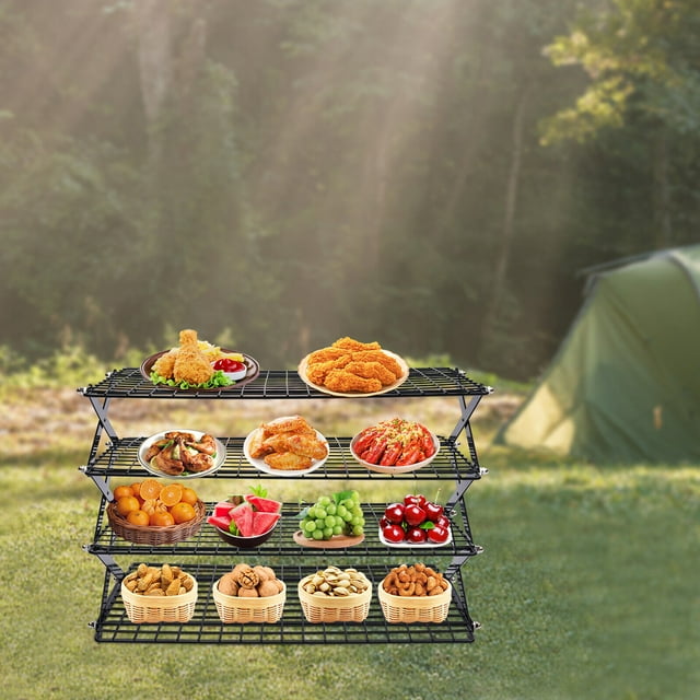 Portable Folding Cooking Storage Rack Camping Kitchen Shelf Picnic