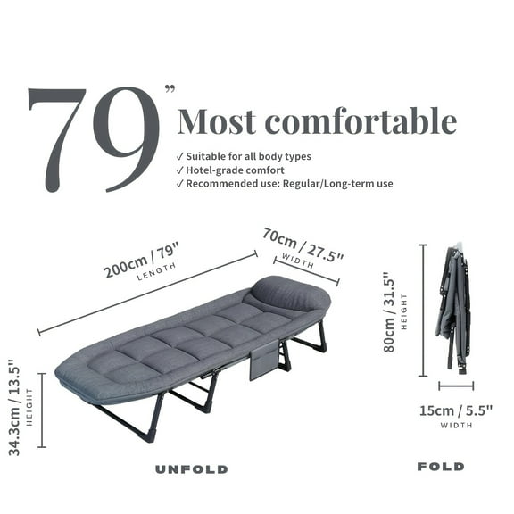 [Portable Folding Cot Bed] 6 Adjustable Portable Folding Cot Bed - Sleeping Cots/Camping Cots For Adults With Pillow Heavy Duty Strong Frame