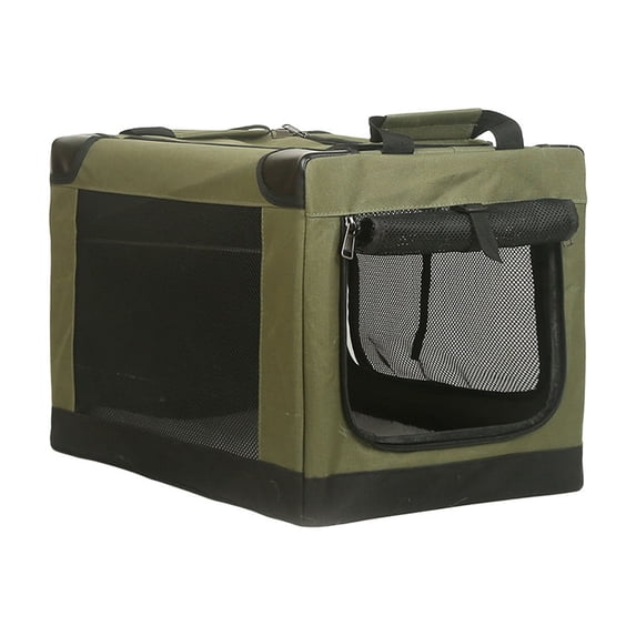 Portable Folding Dog Crate,Collapsible Travel Kennel for Cat & Dog | Soft Sided Breathable Mesh Enclosure for Car Road Trips,Backyard Activity Zone,Khaki
