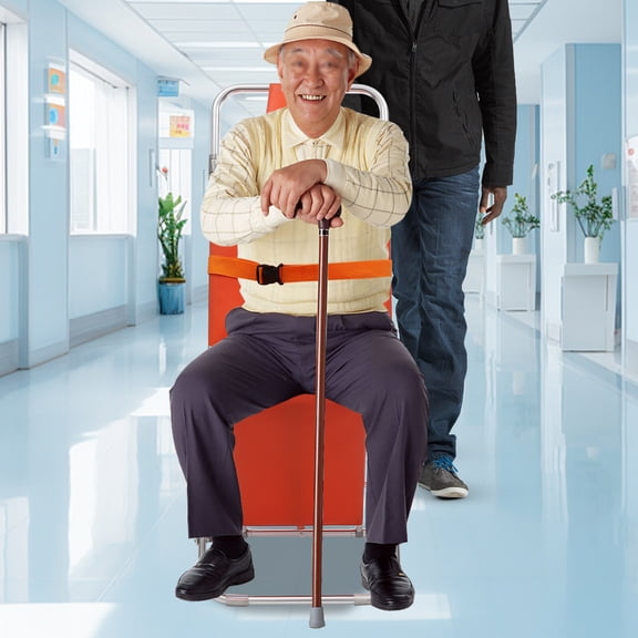 Portable Folding Evacuation Chair, 350lbs Capacity, For Stairs & Narrow Spaces, With 2 Wheels & Safety Belts, Orange Rescue Transport Chair