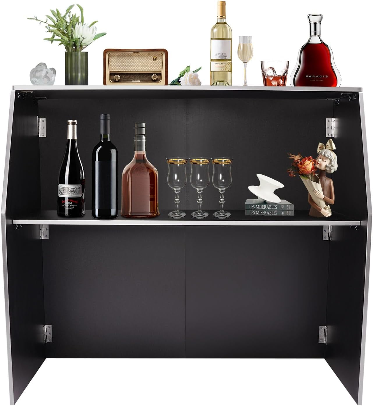 Portable Folding Event Bar, Mobile Bartender Station with Top and ...