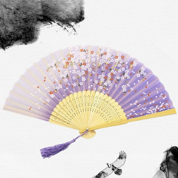 Portable Folding Fan Plain Plastic Cloth Hand Fan Chinese Elegant Fabric Hand Fan for Weddings Travel Party Dancing Cosplay