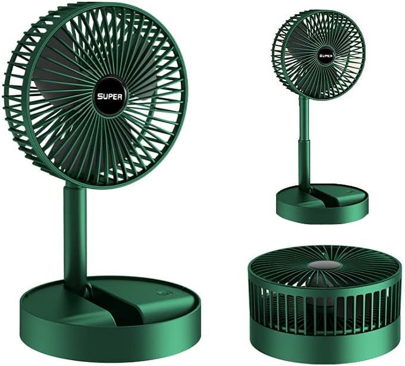 Portable Folding Fan, Rechargeable Standing Pedestal USB Fan, 3 Speeds, 3000mAh Battery Operated Fan for Home, Camping, Outdoor and Office, 6.5-Inch