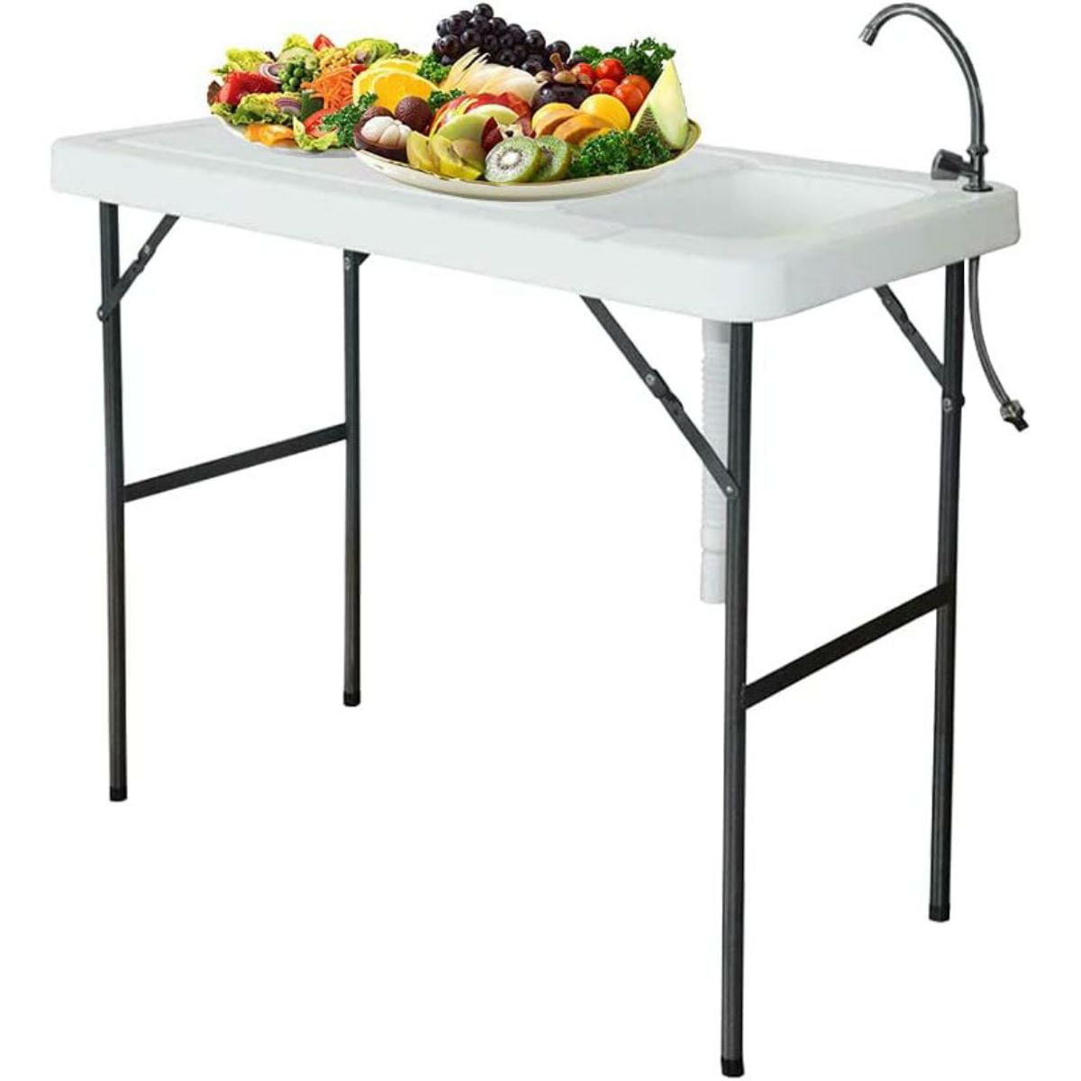 Portable Folding Fish Table, Folding Fish Cleaning Table with Sink ...