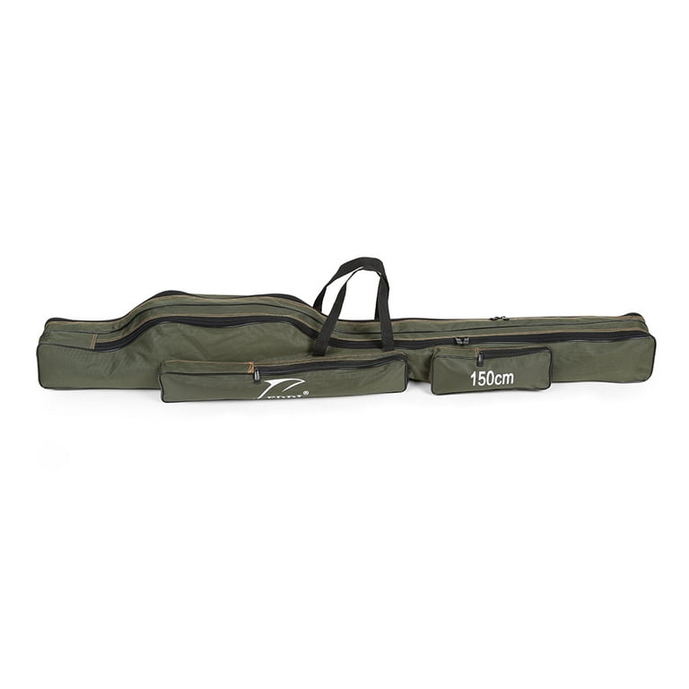 Portable Folding Fishing Rod Carrier Canvas Fishing Pole Tools Storage Bag Case Fishing Gear Tackle, Size: Two Layers 150cm