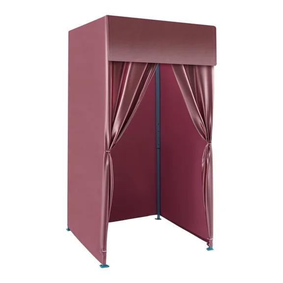 Portable Folding Fitting Room with Curtain, Freestanding Dressing Changing Room for Clothing Store Mall