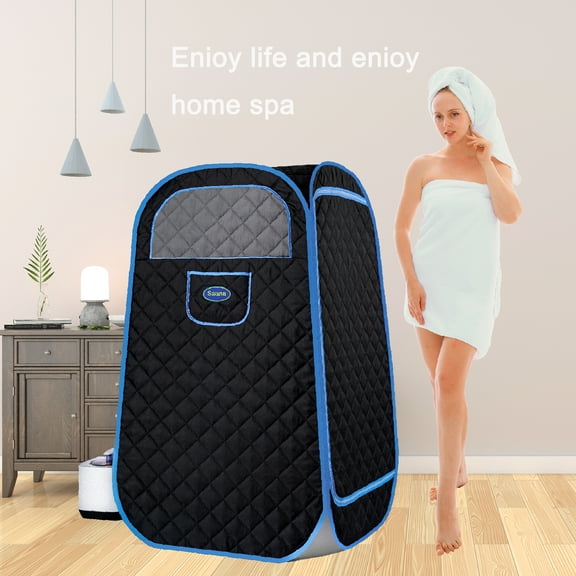 Portable Folding Full size Steam Sauna with 1000W&2.2L steam Generator. Personal Sauna Tent for Relaxation & Spa at home. Fast heating. Folding Steel Rim, it's easy to install,