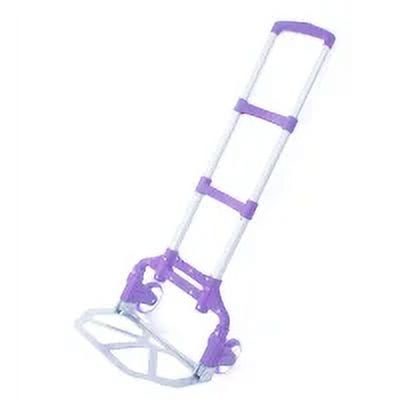 Portable Folding Hand Cart, Aluminum Hand Truck, Push Truck Trolley, Lightweight Collapsible Trolley Luggage, 165.35lbs Weight Capacity, Purple