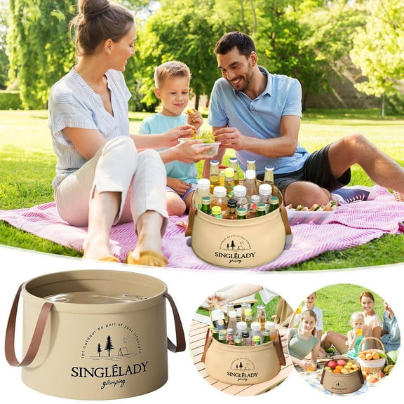 Portable Folding Hand-carry Basin, Collapsible Pvc Laundry Tub and Ice Bucket with Sturdy Handle, Space-saving & Waterproof for Camping, Travel, and Outdoor Use,Vsgery