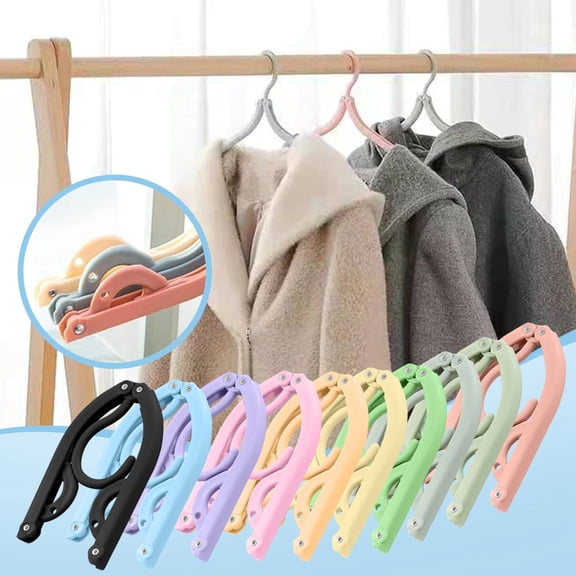 Portable Folding Hangers Travel Clothes Hanger Compact Lightweight for Suitcase Backpack Luggage Light Blue