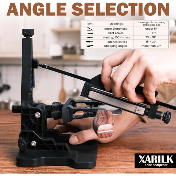 Portable Folding Knife Sharpener XAR-FS1, Adjustable Angle Sharpening System with 240-2000 Grit Diamond Stones for Kitchen, Hunting & Pocket Knives