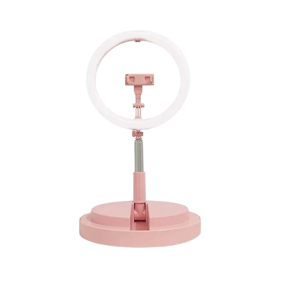 Portable Folding LED Ring Light for Mobile Live Broadcast and Photography - Adjustable Height, Eye-Caring Dimming, Multi-Functional Use with Remote Control