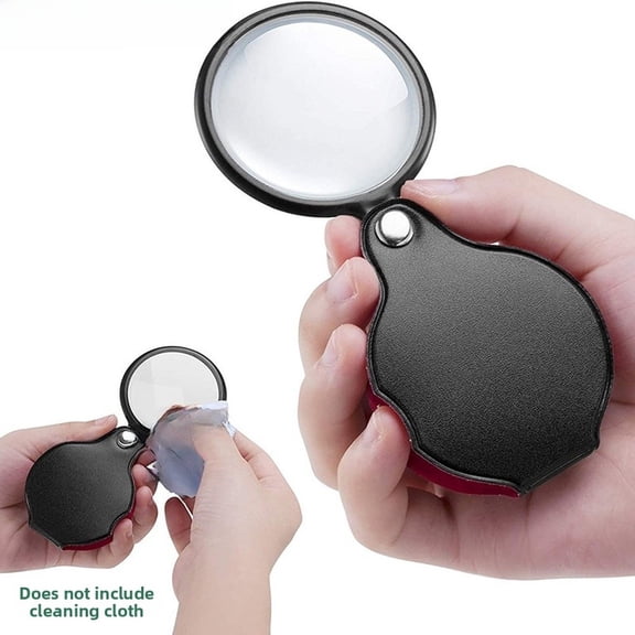 Portable Folding Magnifier Leather Protective Cover 60Mm Glass Lens High Magnification Compact 85X65x12mm Lightweight 45G For Reading Documents Maps Fine Print Seniors Travel Office