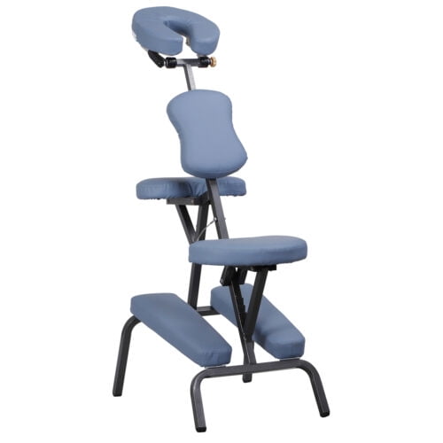 Portable Folding Massage Chair PU Leather Pad Tattoo Spa W/Carrying Case Blue