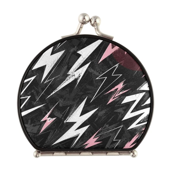 Portable Folding Mirror Compact Double Sided Travel Mirror Small Makeup Mirror Use Present for Women Abstract Lightning Symbol