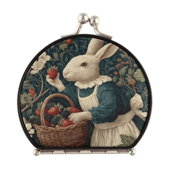 Portable Folding Mirror Compact Double Sided Travel Mirror Small Makeup Mirror Use Present for Women Beautiful White Rabbit