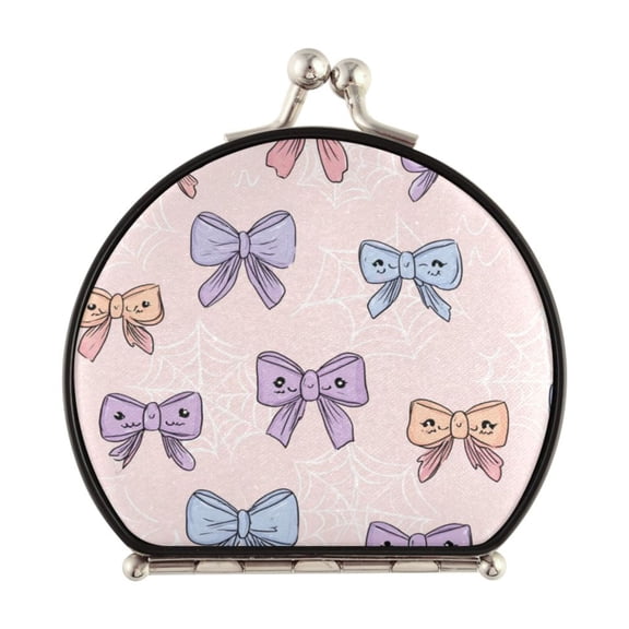 Portable Folding Mirror Compact Double Sided Travel Mirror Small Makeup Mirror Use Present for Women Bows and Spider Webs