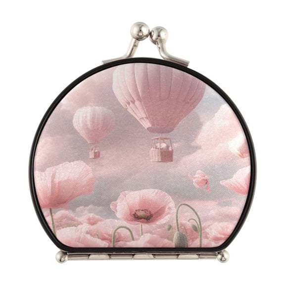 Portable Folding Mirror Compact Double Sided Travel Mirror Small Makeup Mirror Use Present for Women Clouds and Hot Air Balloons
