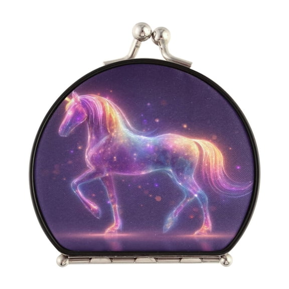 Portable Folding Mirror Compact Double Sided Travel Mirror Small Makeup Mirror Use Present for Women Glowing Unicorn