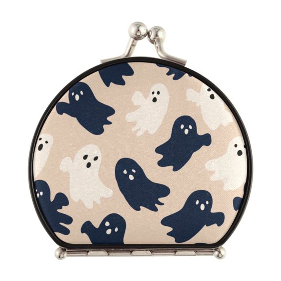 Portable Folding Mirror Compact Double Sided Travel Mirror Small Makeup Mirror Use Present for Women Navy and Cream Ghost
